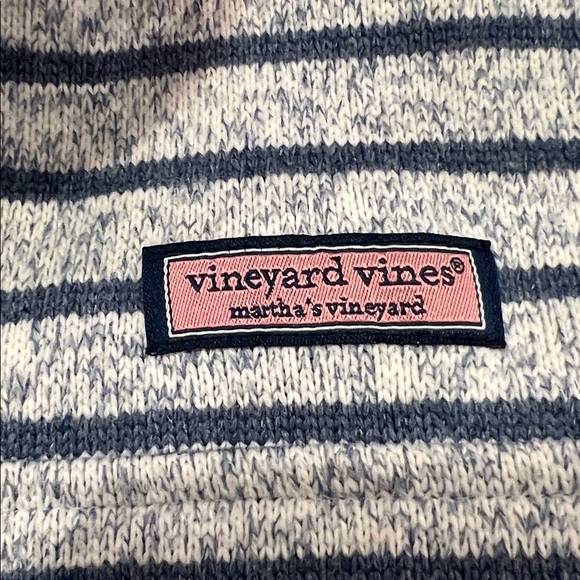 Thick Knit Blue and Pink Striped Quarter Zip Shep Shirt: Large - Picture 5 of 7